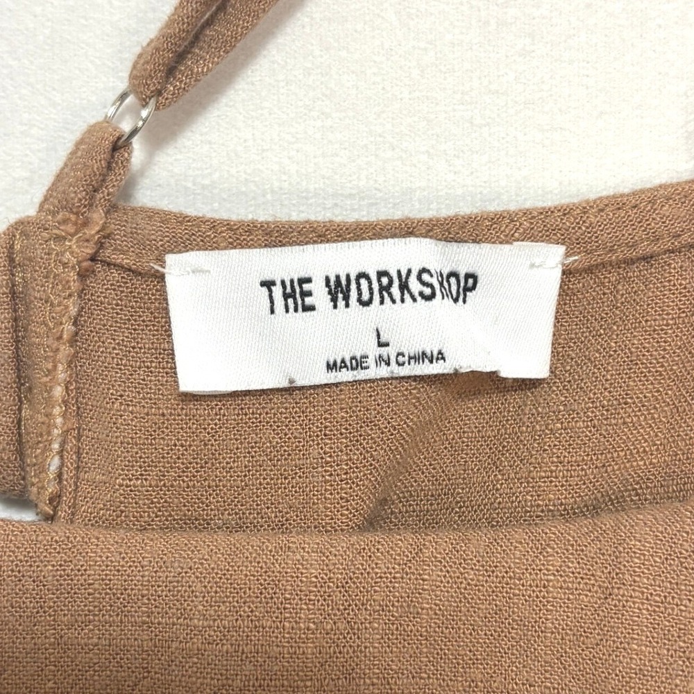 The Workshop Maxi Dress Almond Brown Linen Blend Open Back Minimalist Neutral L - Picture 5 of 9
